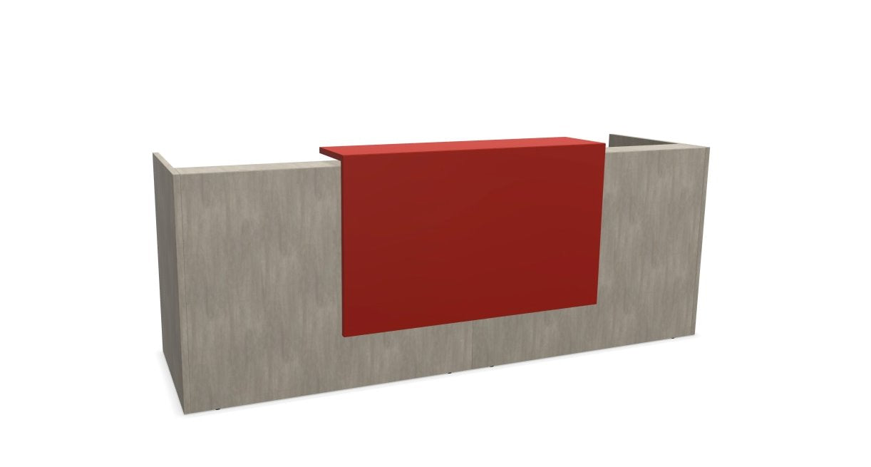 Z2 Medium Straight Reception Desk Reception Desk Quadrifoglio 2050mm Concrete Flame Red