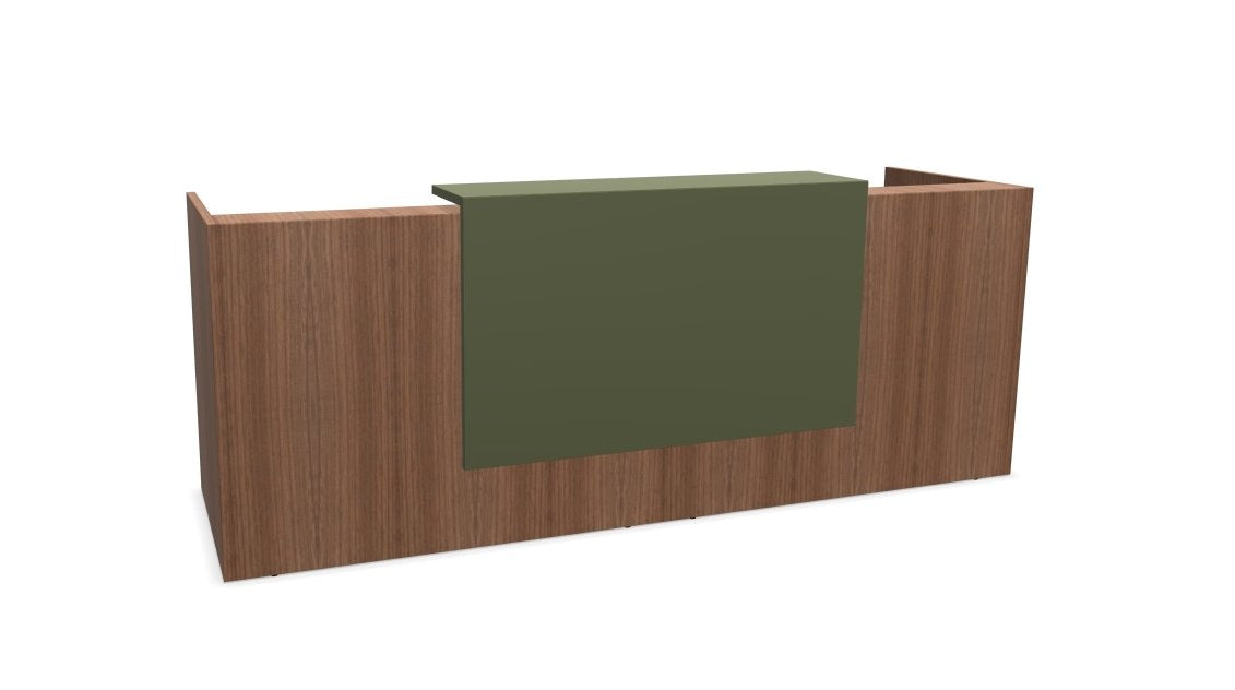 Z2 Medium Straight Reception Desk Reception Desk Quadrifoglio 2050mm Walnut Green