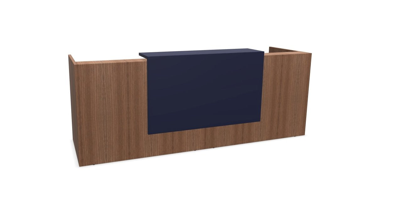 Z2 Medium Straight Reception Desk Reception Desk Quadrifoglio 2050mm Walnut Violet Blue
