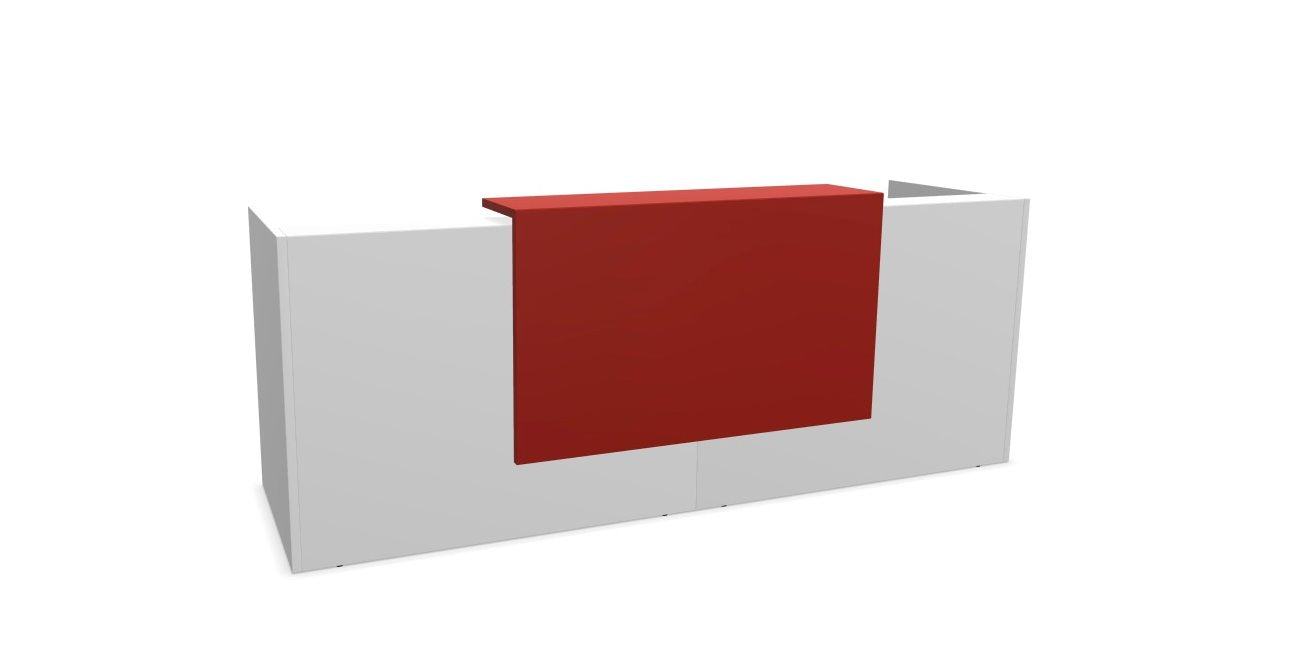 Z2 Medium Straight Reception Desk Reception Desk Quadrifoglio 2050mm White Flame Red