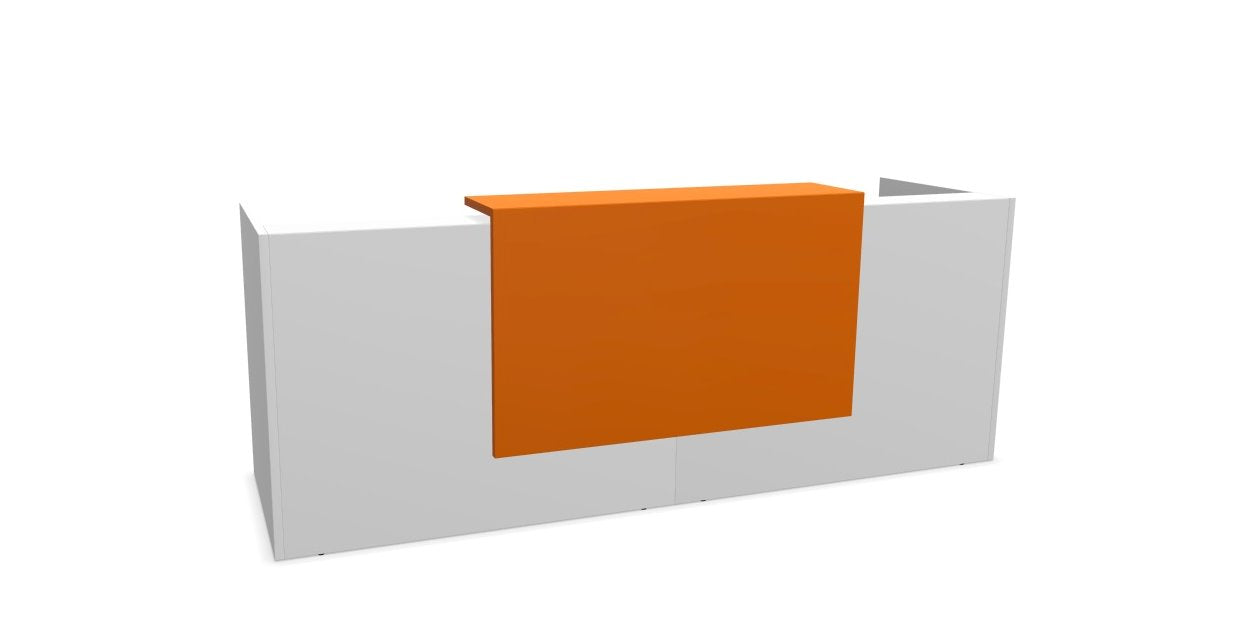 Z2 Medium Straight Reception Desk Reception Desk Quadrifoglio 2050mm White Orange
