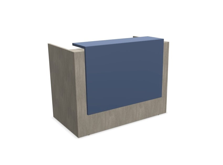 Z2 Small Straight Reception Desk Reception Desk Quadrifoglio 1450mm Concrete Pigeon Blue