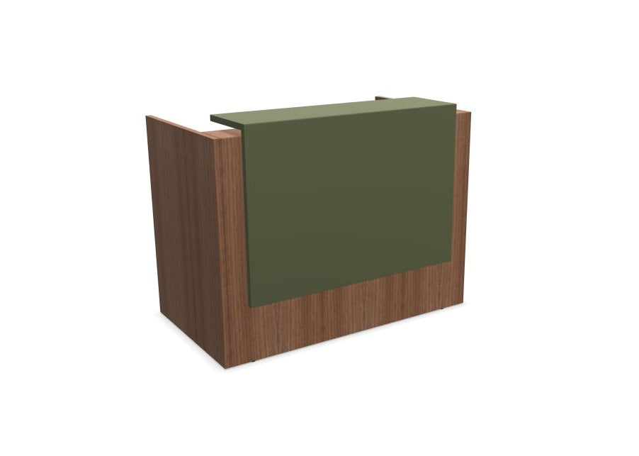 Z2 Small Straight Reception Desk Reception Desk Quadrifoglio 1450mm Walnut Green