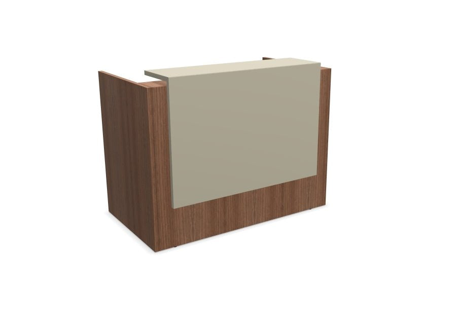 Z2 Small Straight Reception Desk Reception Desk Quadrifoglio 1450mm Walnut Silk Grey