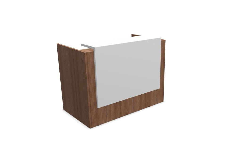 Z2 Small Straight Reception Desk Reception Desk Quadrifoglio 1450mm Walnut White