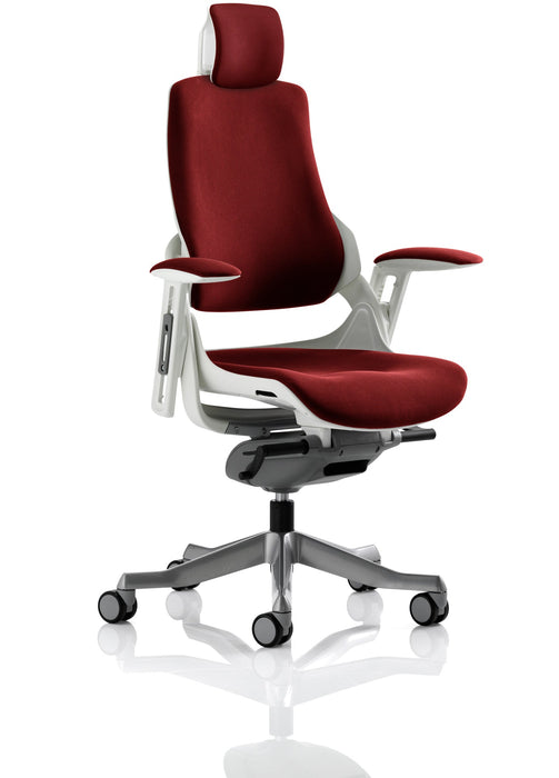 Zure Executive Chair with White Shell Executive Dynamic Office Solutions Bespoke Ginseng Chilli Bespoke Ginseng Chilli Fabric With Headrest