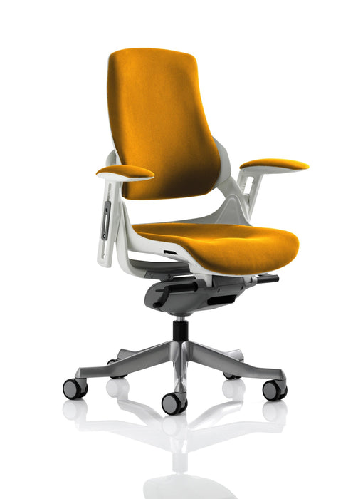 Zure Executive Chair with White Shell Executive Dynamic Office Solutions Bespoke Senna Yellow Bespoke Senna Yellow Fabric None