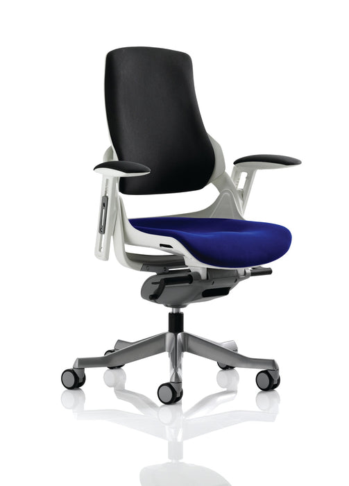Zure Executive Chair with White Shell Executive Dynamic Office Solutions Bespoke Stevia Blue Black Fabric None