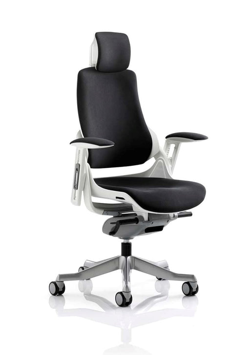 Zure Executive Chair with White Shell Executive Dynamic Office Solutions Black Fabric Black Fabric With Headrest