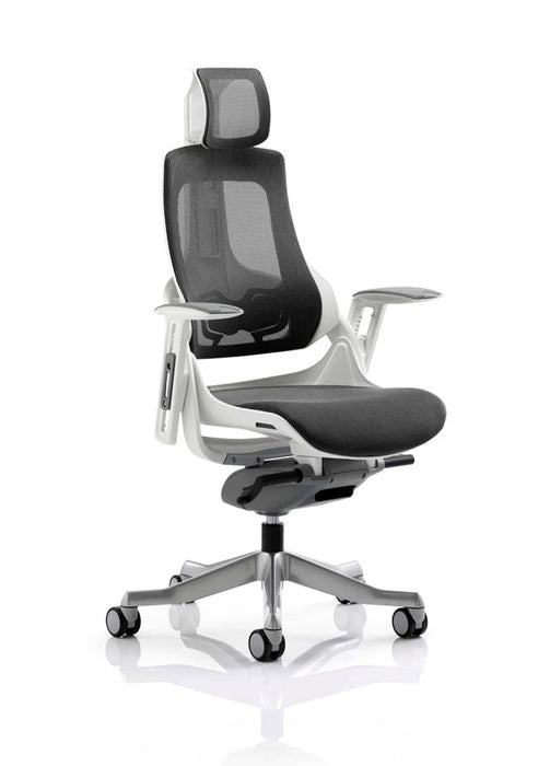 Zure Executive Chair with White Shell Executive Dynamic Office Solutions Charcoal Mesh Charcoal Mesh With Headrest