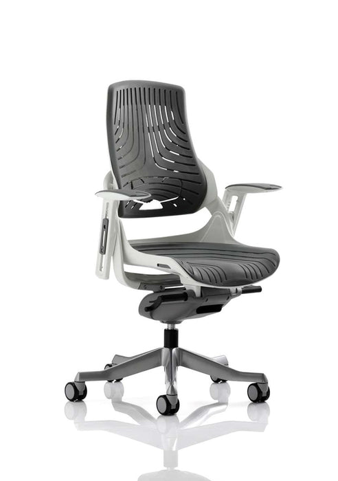 Zure Executive Chair with White Shell Executive Dynamic Office Solutions Elastomer Gel Grey Elastomer Gel Grey None