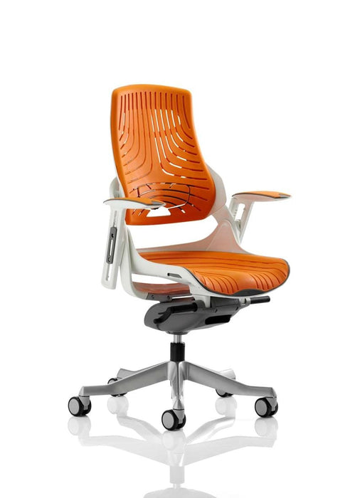 Zure Executive Chair with White Shell Executive Dynamic Office Solutions Elastomer Gel Orange Elastomer Gel Orange None